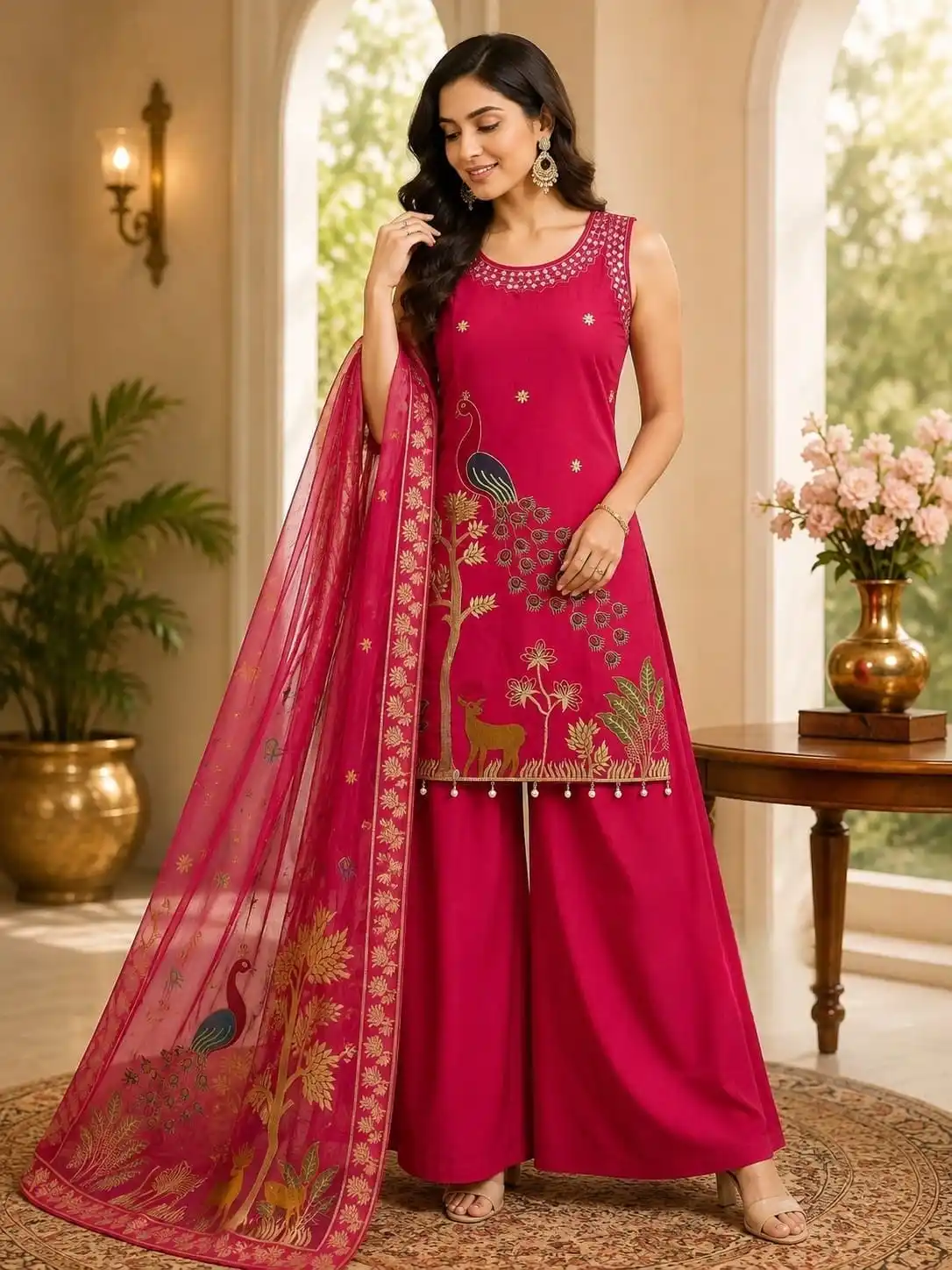 Fully Stitched Roman Silk Salwar